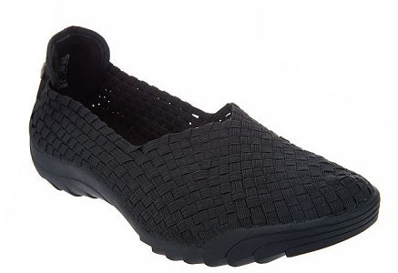 Bernie Mev Black Basket Weave Womens Slip On Comfort Shoes RIGGEDFLY