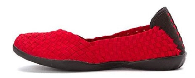 Bernie Mev Catwalk Stretch Elastic Memory Foam Footbed Slip-On Flat Womens Shoes Catwalk-Redsm