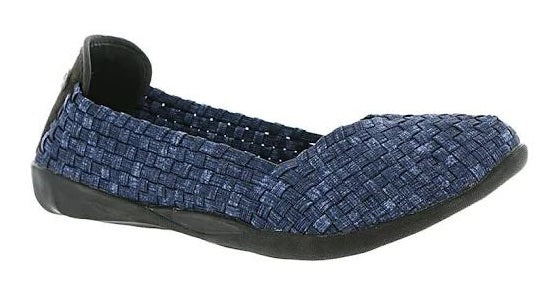 Bernie Mev Catwalk Stretch Elastic Memory Foam Footbed Slip-On Flat Womens Shoes Catwalk-Navy