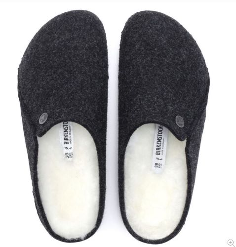Birkenstock Anthracite Zermatt Shearling Wool Felt Slippers N1015084