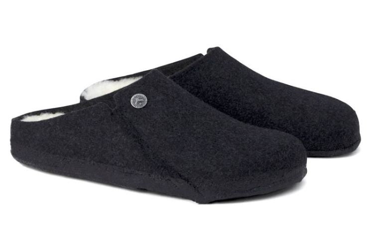 Birkenstock Anthracite Zermatt Shearling Wool Felt Slippers N1015084