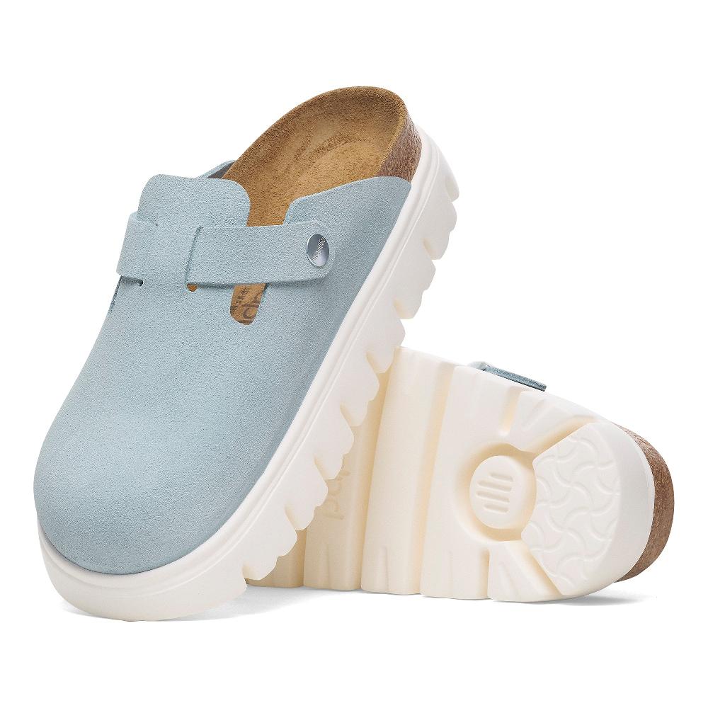 Birkenstock Baby Blue Boston Chunky Suede Leather Women's Clog Shoes N1029585