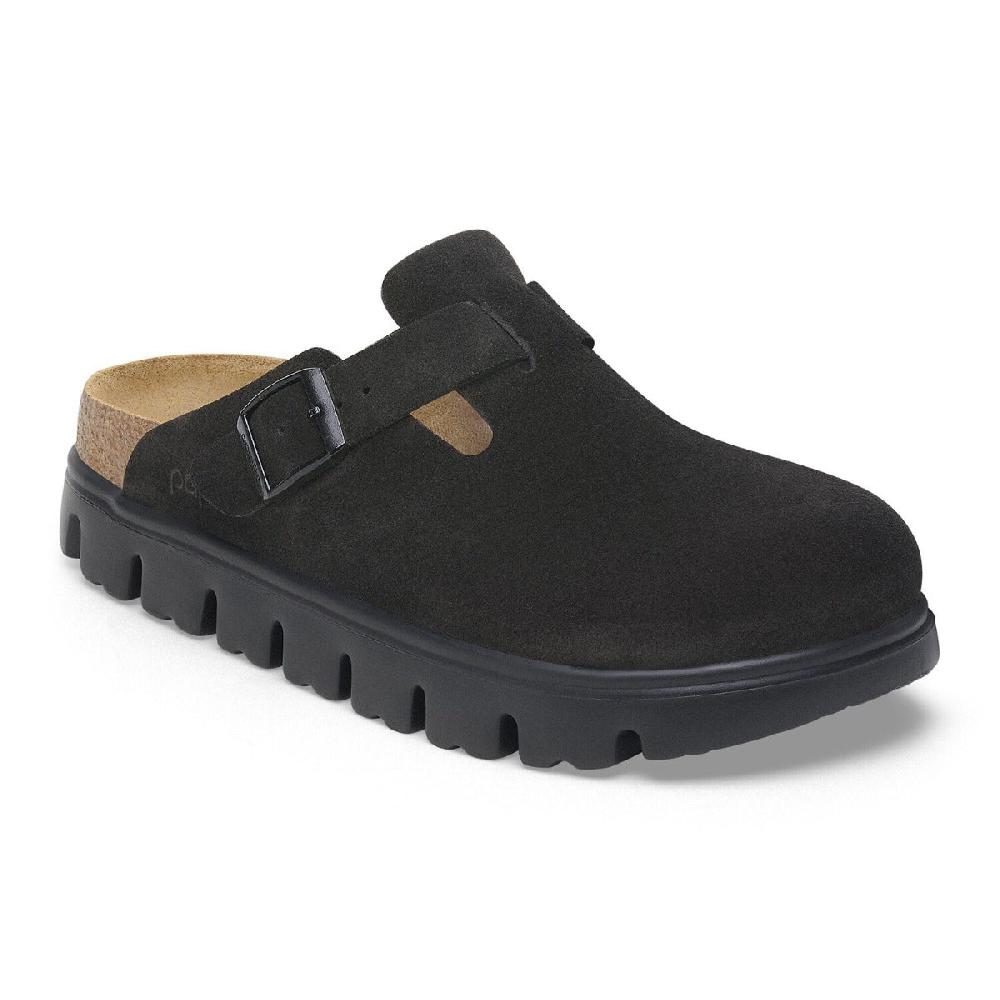 Birkenstock Black/Black Suede Leather Boston Chunky Women's Slip On Shoes N1028317