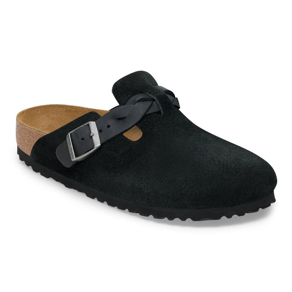 Birkenstock Black Boston Braided Suede Leather Women's Clogs N1030497