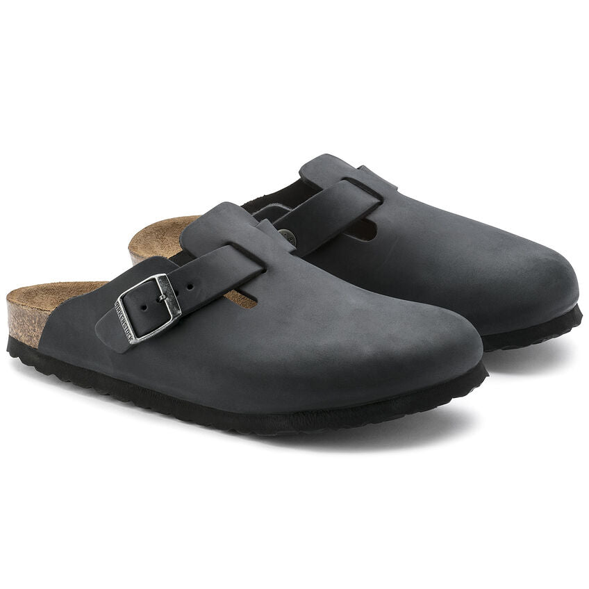 Birkenstock Black Boston Oiled Leather Women's Clog Shoes 59463N