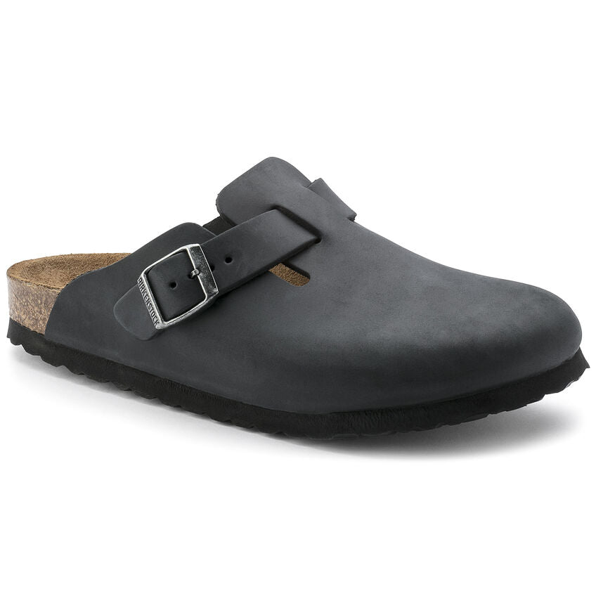 Birkenstock Black Boston Oiled Leather Women's Clog Shoes 59463N