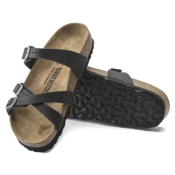 Birkenstock Black Franca Oiled Leather Womens Sandals 1021112