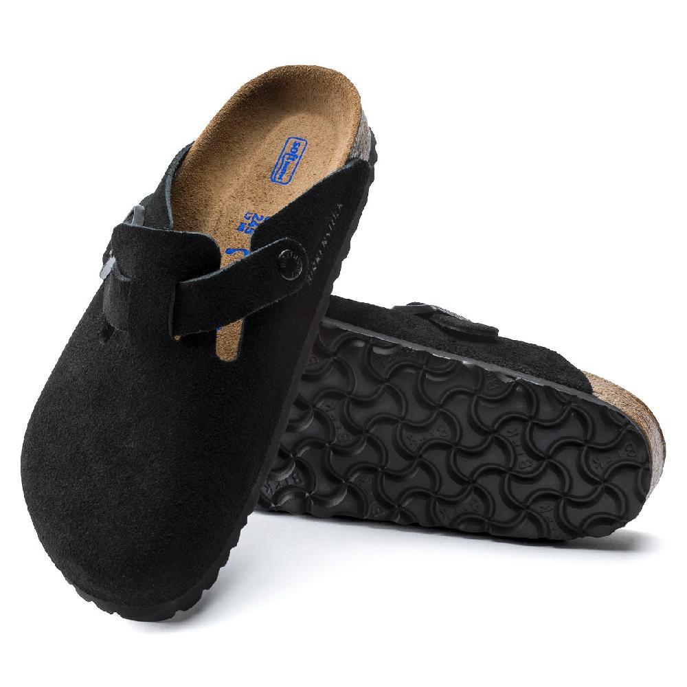 Birkenstock Black Suede Boston Soft Footbed Clog Shoes in Men's Sizes 660471-R
