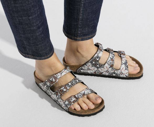 Birkenstock Boho Flowers Navy Florida Womens Birko-Flor Sandals 1015992R