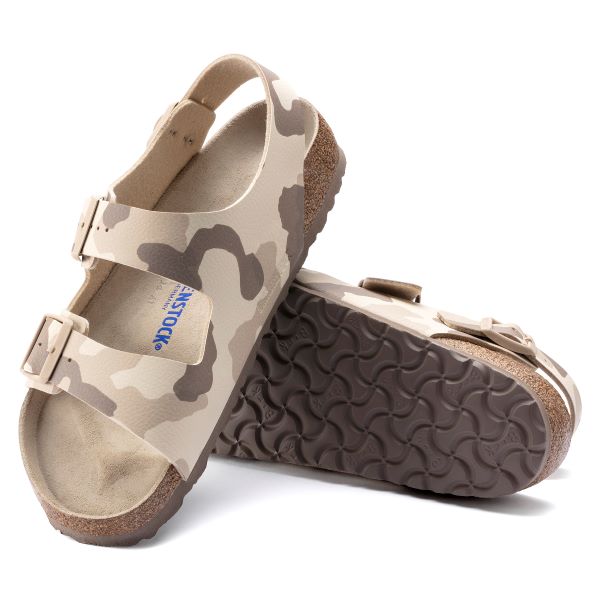 Birkenstock Desert Soil Camo Gray Taupe Milano Birko-Flor Soft Footbed Mens Sandals 1022815