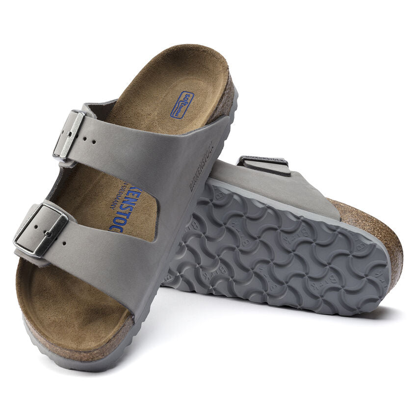Birkenstock Dove Gray Arizona Soft Footbed Nubuck Leather Ladies Sandals N1020973