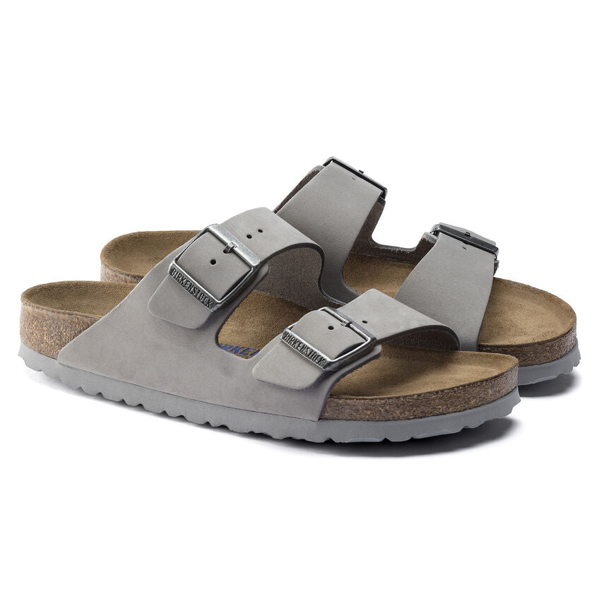 Birkenstock Dove Gray Arizona Soft Footbed Nubuck Leather Ladies Sandals N1020973