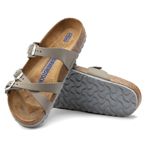 Birkenstock Dove Gray Franca Soft Footbed Nubuck Narrow Width Women's Leather Sandals N1023354