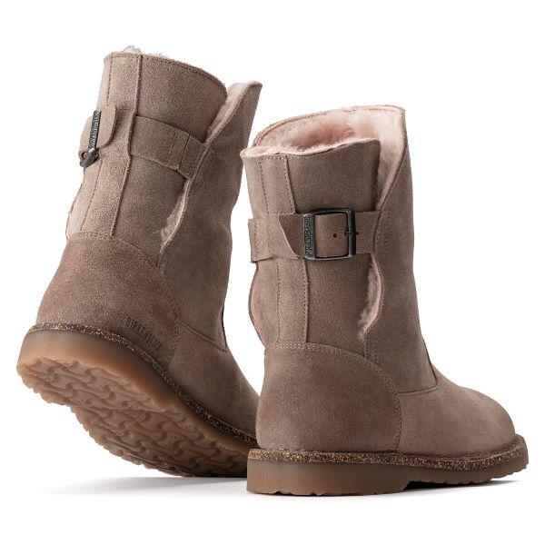 Birkenstock Gray Taupe Upsalla Shearling Suede Leather Women's Boots R1023742