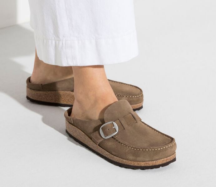 Birkenstock Grey Taupe Buckley Suede Leather Womens Shoes 1019490