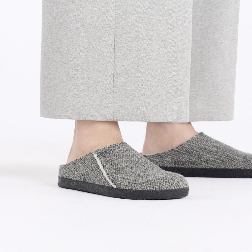 Birkenstock Herringbone Gray Wool Felt Zermatt Women's Slippers N1028049