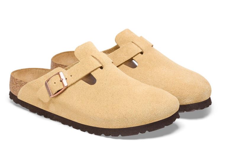 Birkenstock Latte Cream Boston Womens Suede Leather Clog N1026164