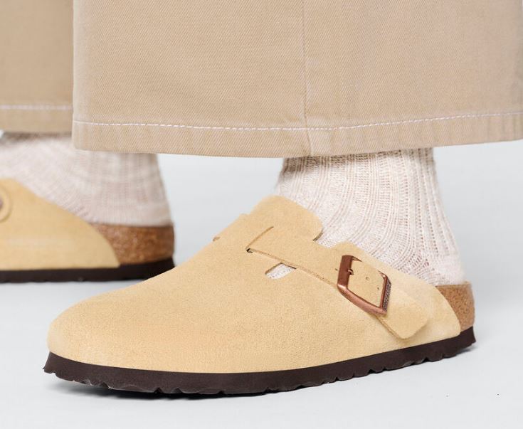 Birkenstock Latte Cream Boston Womens Suede Leather Clog N1026164