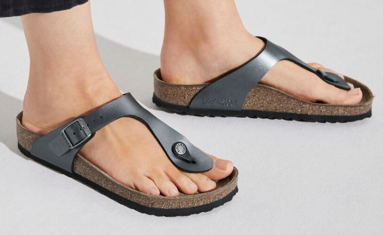 Birkenstock Metallic Black Gizeh Birko-Flor Womens Sandals 1021428