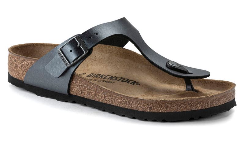 Birkenstock Metallic Black Gizeh Birko-Flor Womens Sandals 1021428