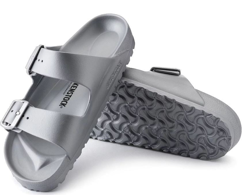 Birkenstock Metallic Silver Arizona Essentials Womens Slide On Sandals 1003491