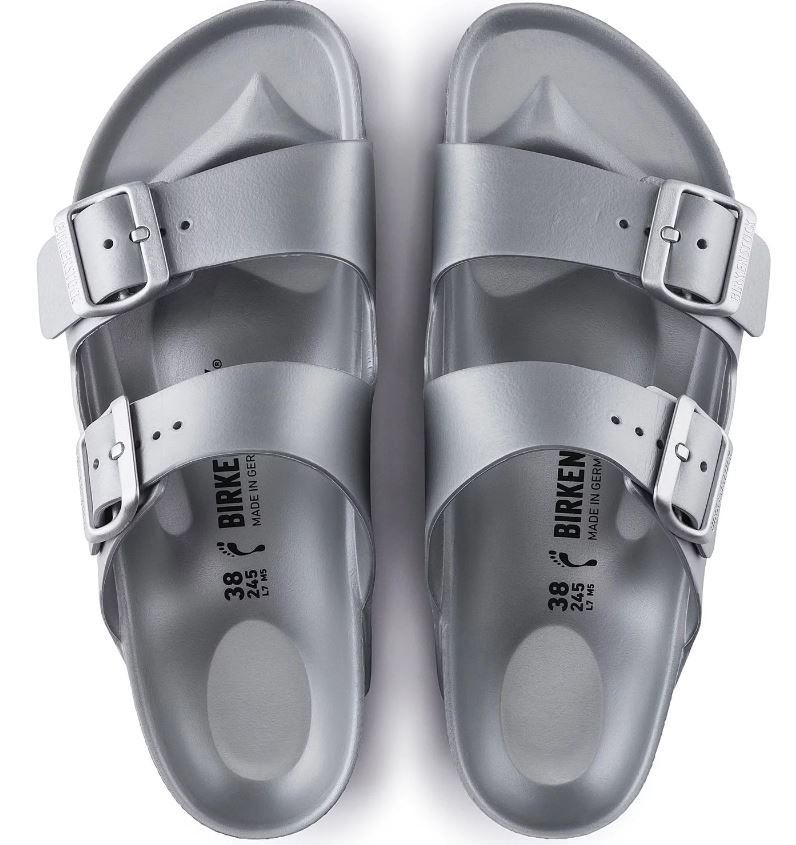 Birkenstock Metallic Silver Arizona Essentials Womens Slide On Sandals 1003491