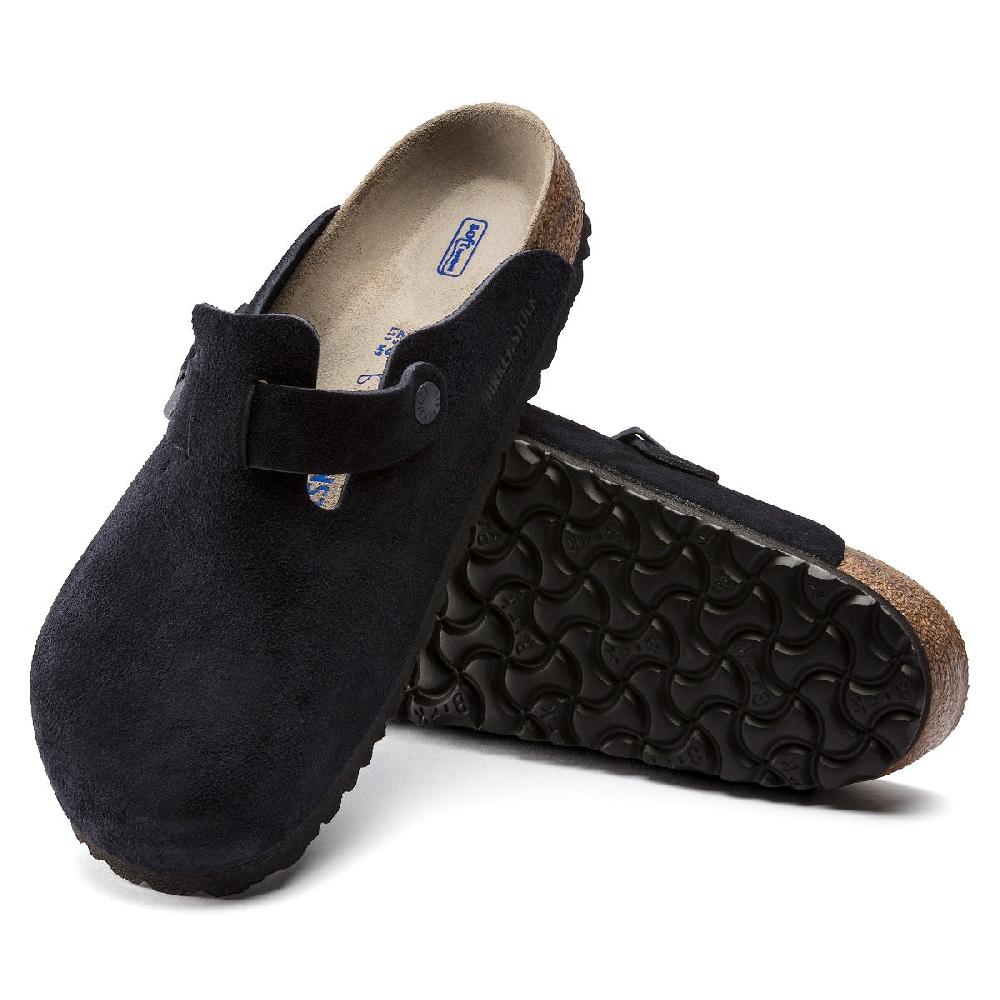 Birkenstock Midnight Blue Boston Soft Footbed Suede Leather Women's Clog Shoes 1023865N