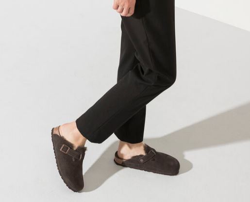 Birkenstock Mocha Boston Shearling Suede Leather Womens Clogs 1020529