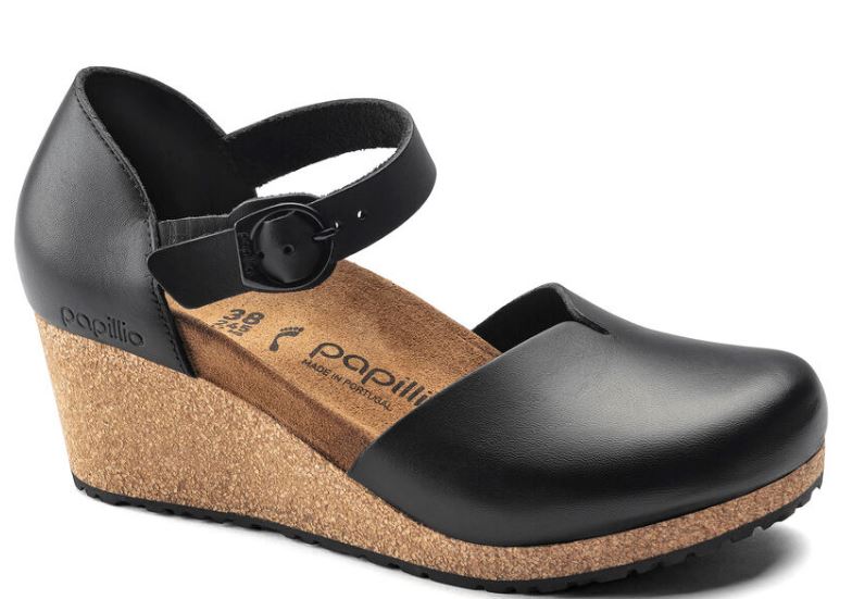 Birkenstock Papillo Black Mary Leather Closed Toe Women's Wedge N1018523