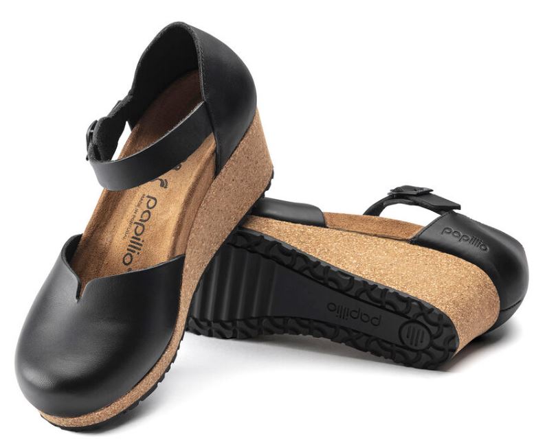 Birkenstock Papillo Black Mary Leather Closed Toe Women's Wedge N1018523