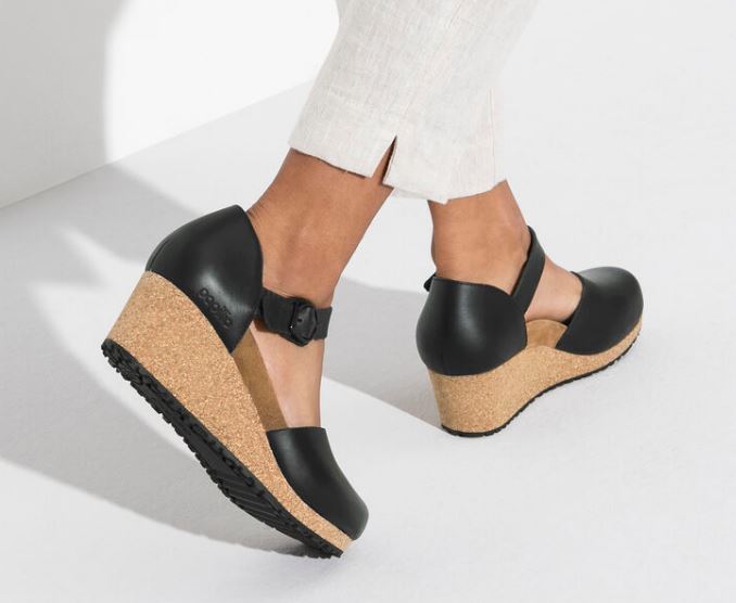 Birkenstock Papillo Black Mary Leather Closed Toe Women's Wedge N1018523