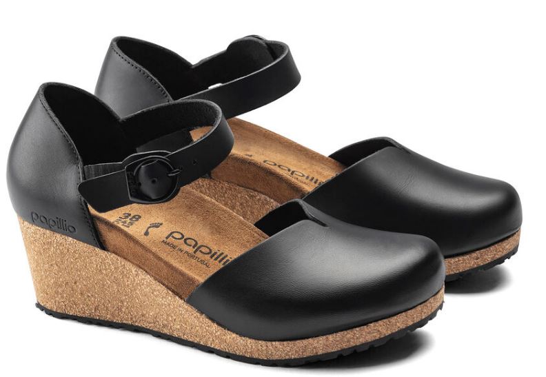 Birkenstock Papillo Black Mary Leather Closed Toe Women's Wedge N1018523