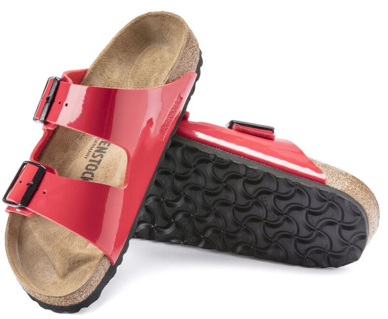 Birkenstock Patent Cherry Arizona Slide On Casual Sandals 1019426