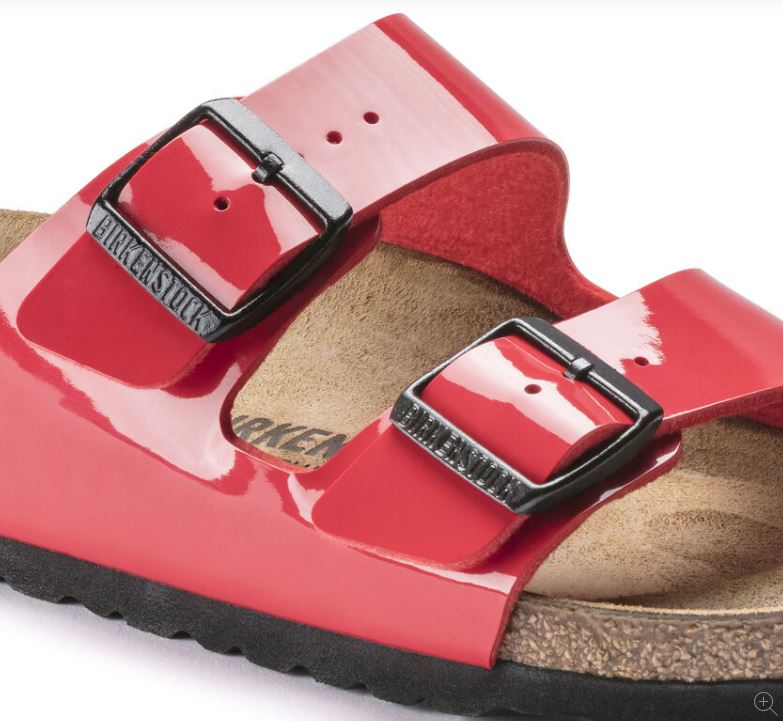 Birkenstock Patent Cherry Arizona Slide On Casual Sandals 1019426