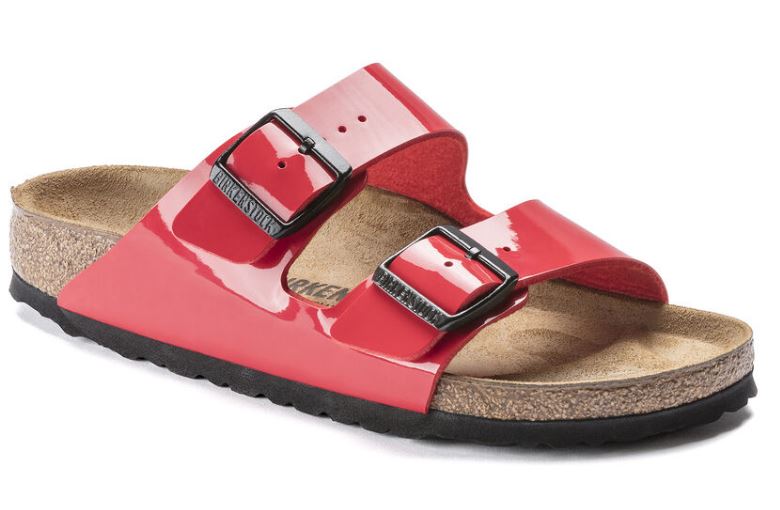 Birkenstock Patent Cherry Arizona Slide On Casual Sandals 1019426