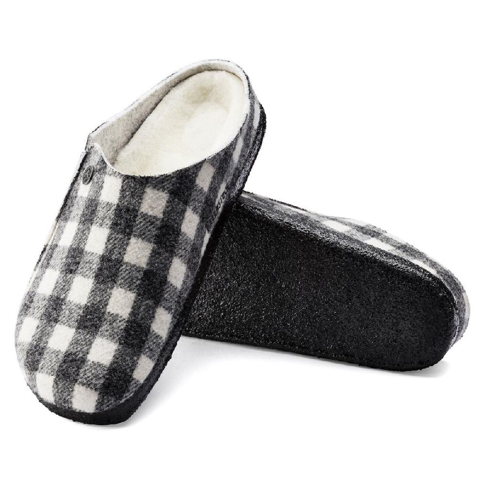 Birkenstock Plaid White Wool Felt Zermatt Shearling Women's Slippers N1017545