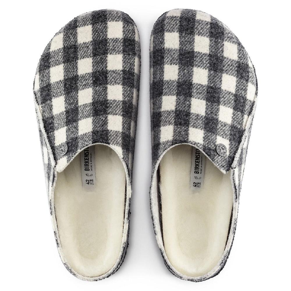 Birkenstock Plaid White Wool Felt Zermatt Shearling Women's Slippers N1017545