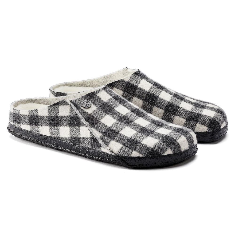 Birkenstock Plaid White Wool Felt Zermatt Shearling Women's Slippers N1017545