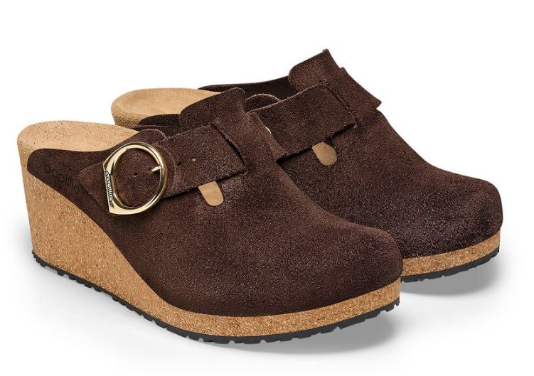 Birkenstock Roast Fanny Ring-Buckle Womens Papillio Suede Leather Platfrom Clogs N1025331