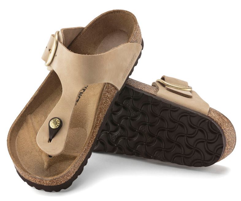 Birkenstock Sandcastle Nubuck Leather Gizeh Big Buckle Womens Sandals 1023966