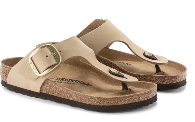 Birkenstock Sandcastle Nubuck Leather Gizeh Big Buckle Womens Sandals 1023966