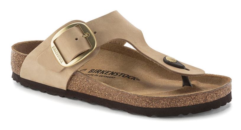 Birkenstock Sandcastle Nubuck Leather Gizeh Big Buckle Womens Sandals 1023966