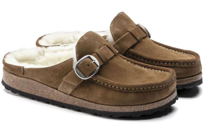 Birkenstock Shearling Tea Buckley Suede Leather Mocassin Style Open Clogs N1018127