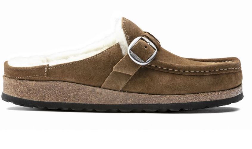 Birkenstock Shearling Tea Buckley Suede Leather Mocassin Style Open Clogs N1018127