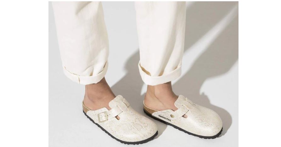 Birkenstock Shiny Python Eggshell Boston BS Women's Clogs 1020355