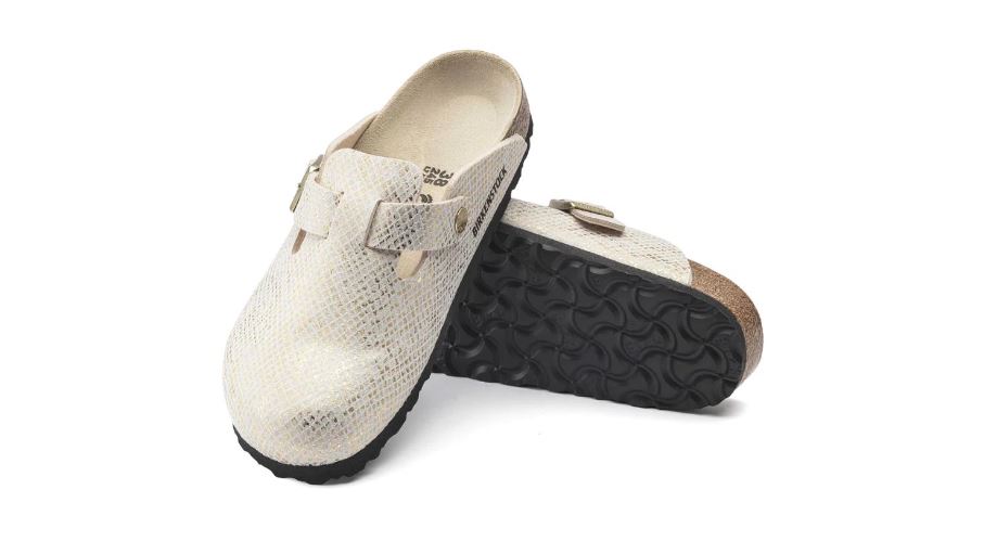 Birkenstock Shiny Python Eggshell Boston BS Women's Clogs 1020355