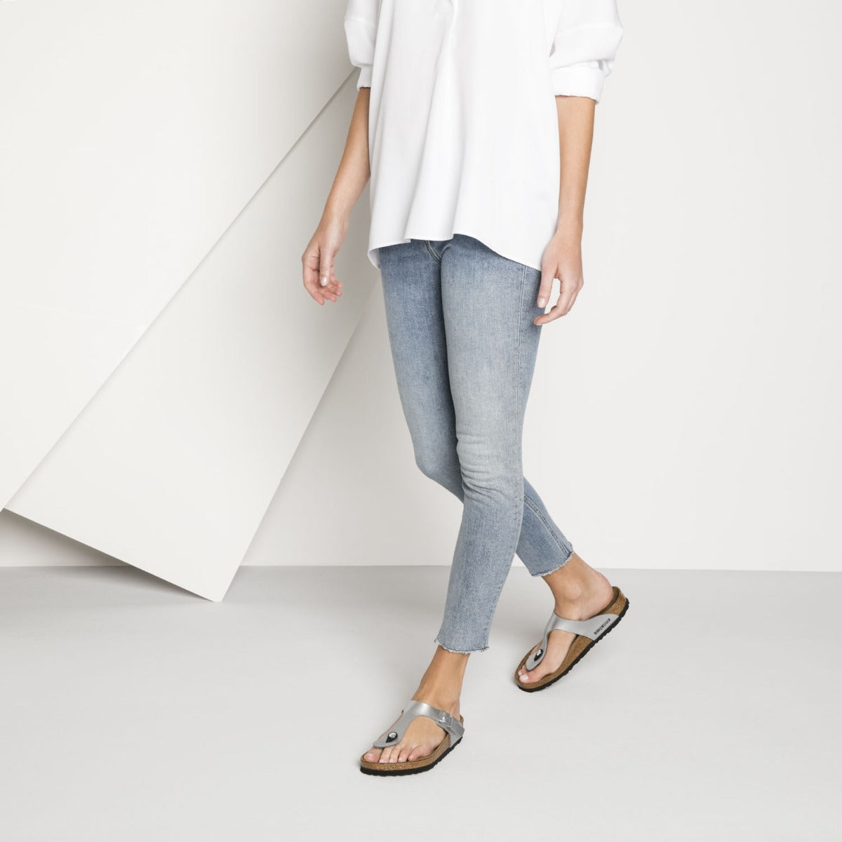 Birkenstock Silver Gizeh Birko-Flor Womens Sandals R43851