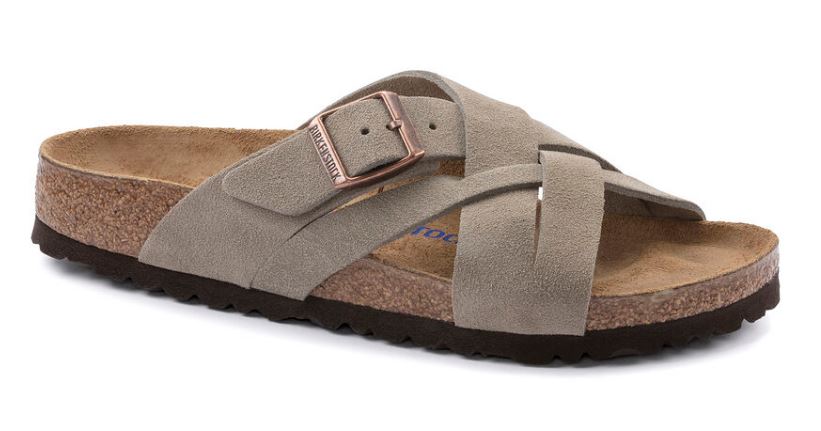 Birkenstock Taupe Lugano Soft Footbed Suede Leather Womens Sandals N1024513