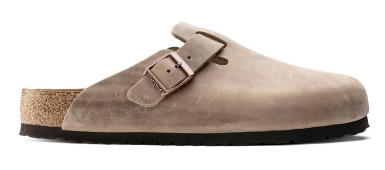 Birkenstock Tobacco Brown Oiled Leather Mens Boston Soft Footbed Clogs 1018147