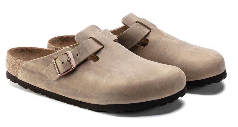 Birkenstock Tobacco Brown Oiled Leather Mens Boston Soft Footbed Clogs 1018147